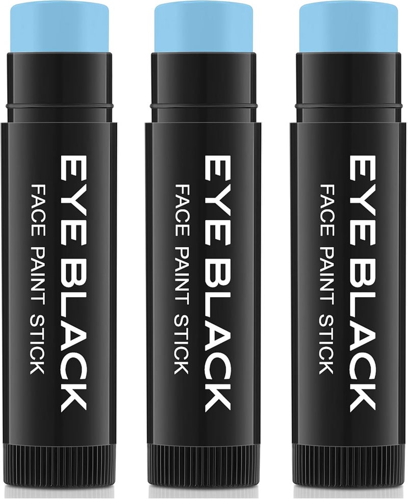 Wismee Light Blue Eye Black Stick, 3pcs Anti-Glare Under Eye Sports Grease Stick for Baseball Softball Soccer Lacrosse Hockey Athletes Sports Training, Water-Proof Eye Black Stick for Athletes - Image 1